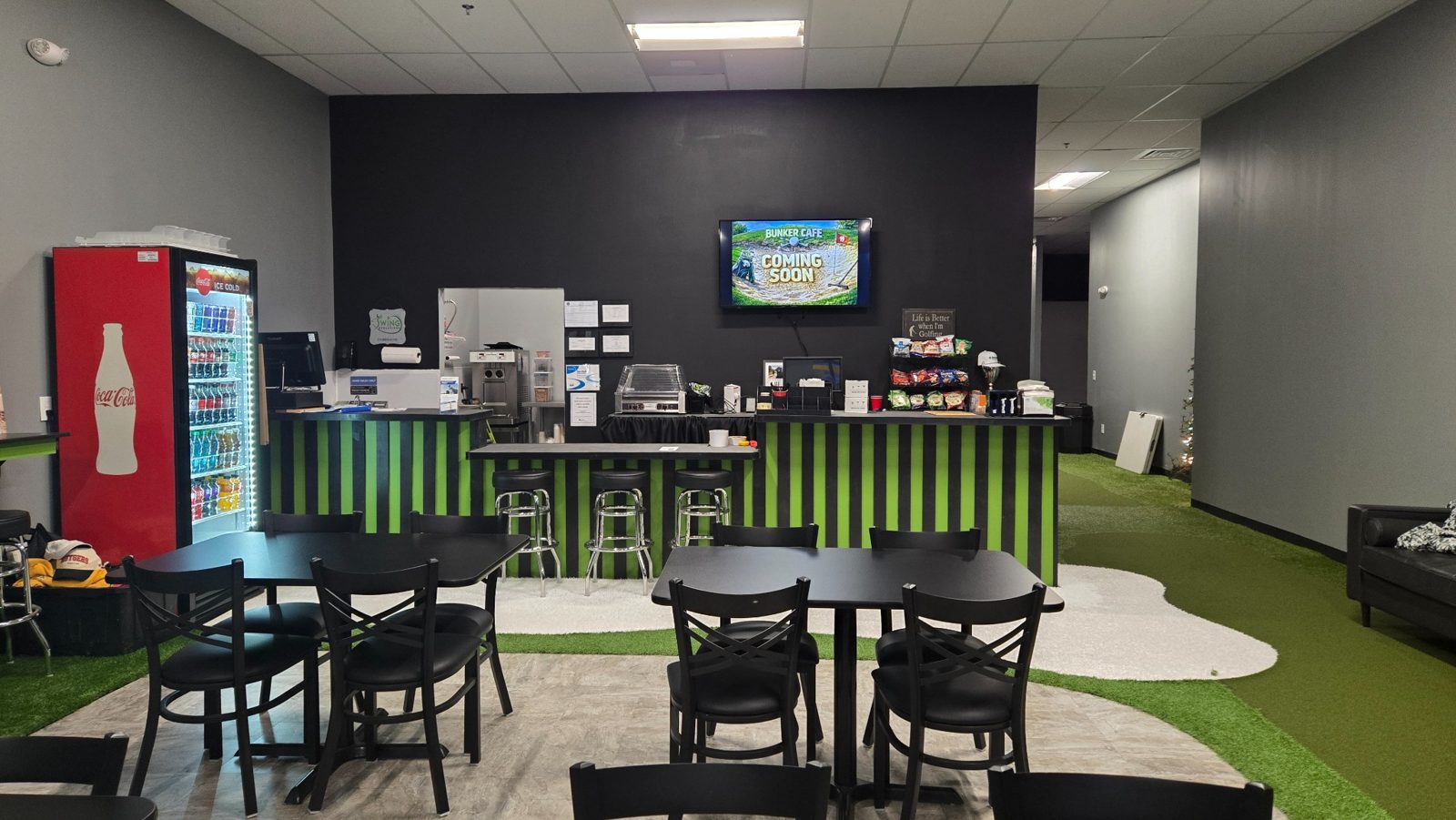 Bunker Café counter and guest seating